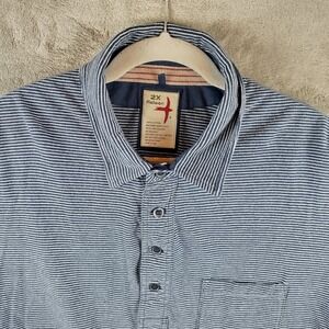 Relwen Mens Stripe Slot Pocket T Polo Shirt Navy Blue White‎ 2XL Huckeberry